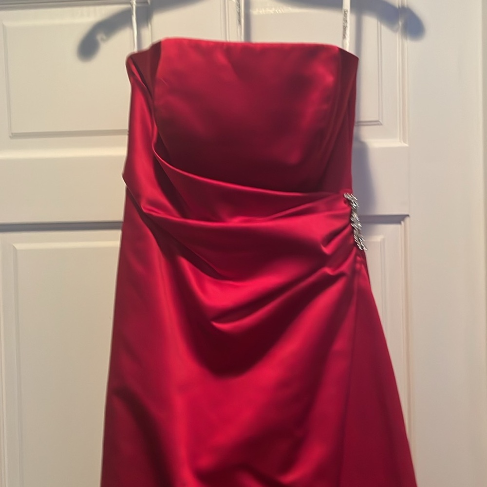 David’s Bridal Ruby Red Evening Gown, Size 4. - image 4